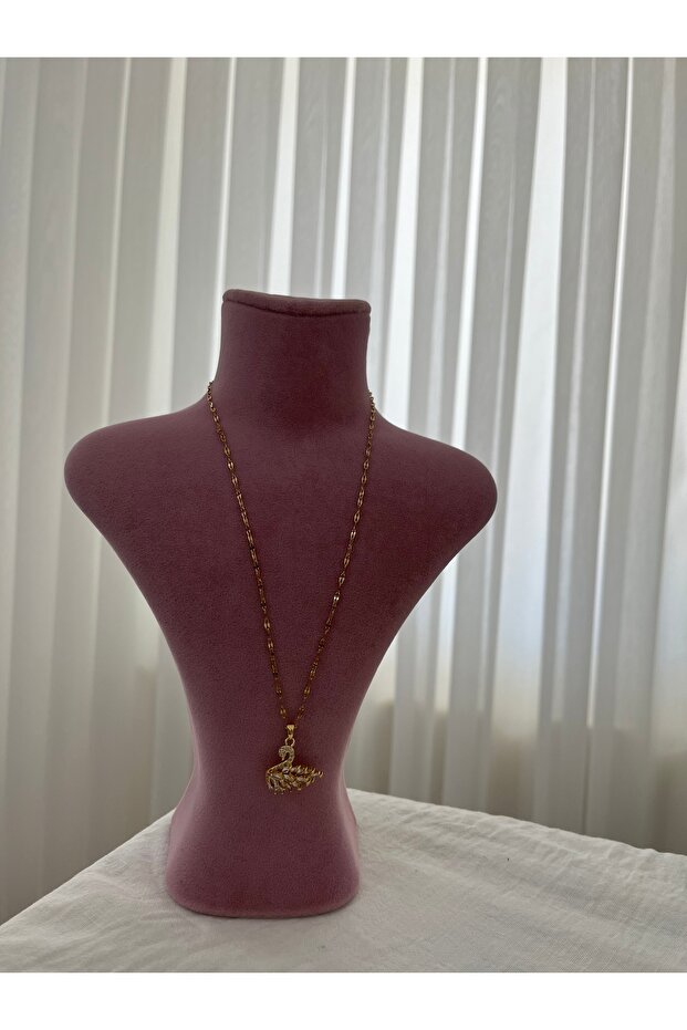 Steel Gold Swan Necklace