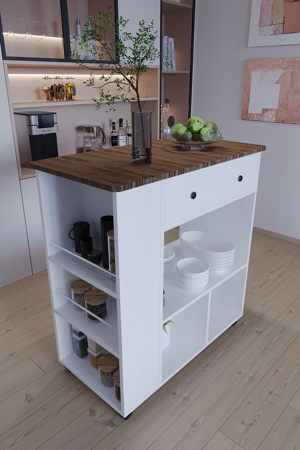 Balım Servant Modern Şık Mutfak Adası Ceviz - 4
