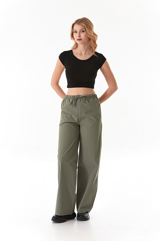 Basic Bisiklet Yaka Crop Tişört - 6