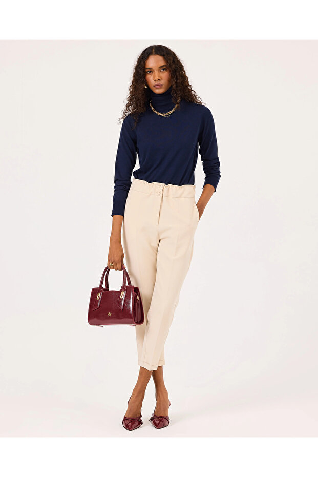 Elastik Bel Havuç Kesim Pantolon - 1