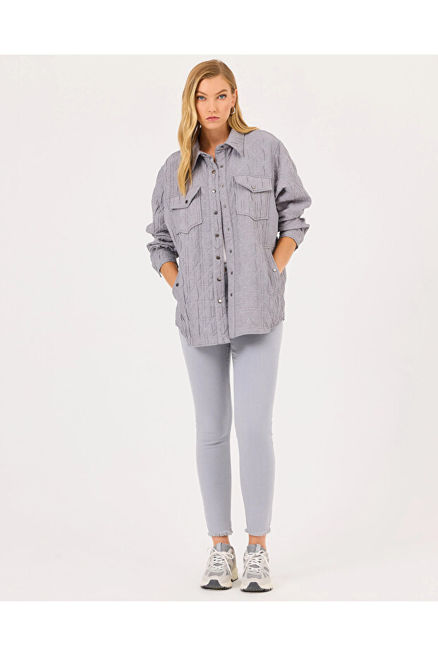 Seçil Günlük Gömlek-242510004 Gri - 1