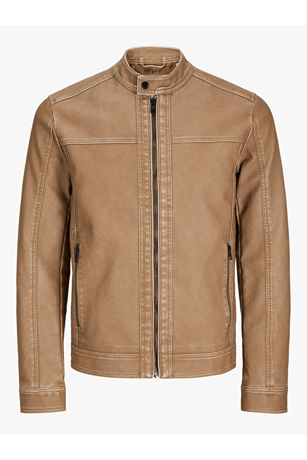 JJEWARNER WASHED PU JACKET PU DERİ MONT NOOS SAFARİ - 2