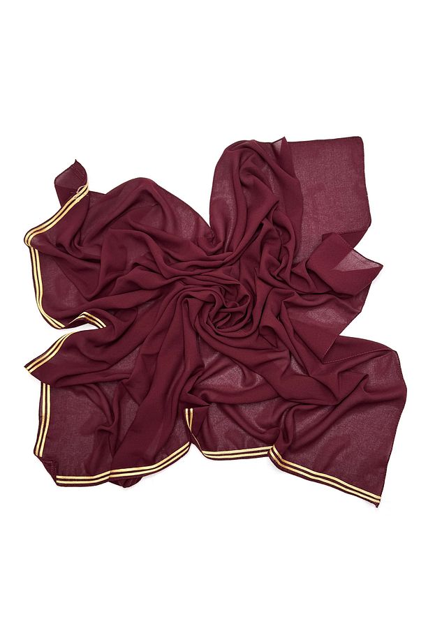 10'lu Set Altın Biyeli Krep Şifon Eşarp 100x100cm Yazma Toptan Hediyelik - 7