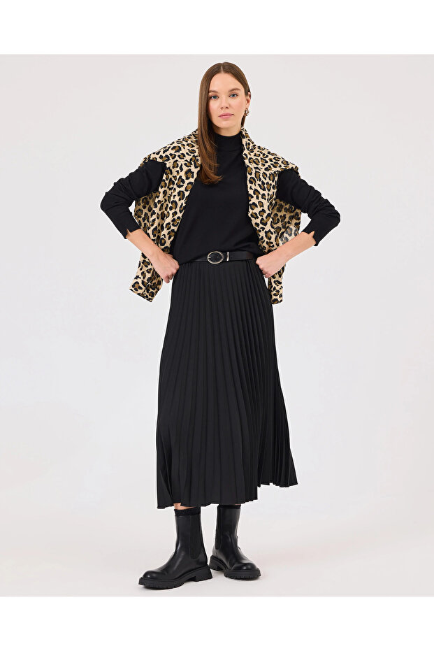 Pliseli Elastik Bel Etek - 1