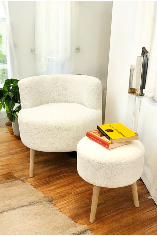 Modern Berjer ve Puf Takımı, Kahve Köşesi – Konforlu 2’li Set - 3