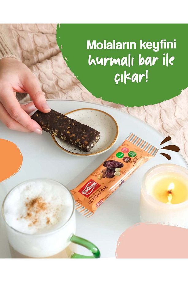Hurmalı Bar Fındık & Tarçınlı 40 gr X 20 Adet ( Vegan ) - 5