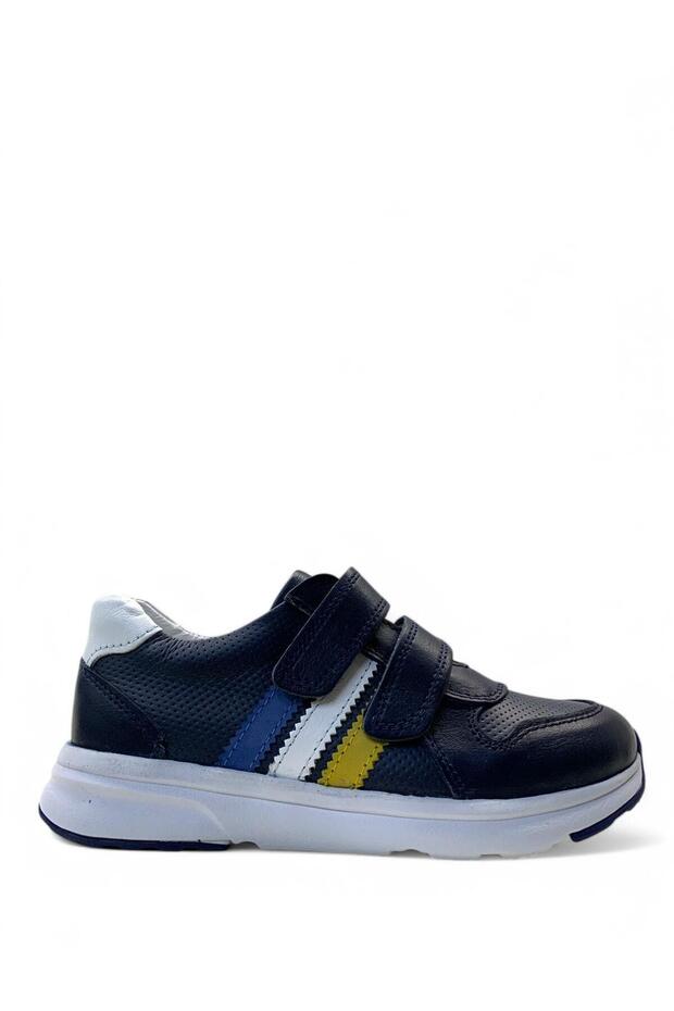 2216 Orthopedic 100% Genuine Leather Lightweight Boy's Navy Blue Sneaker