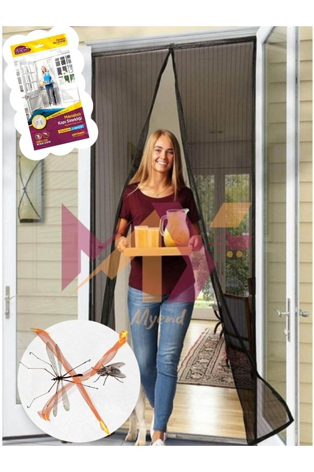 Siyah Mıknatıslı Kapı Sinekliği, Balkon Bahçe Kapısı Yapıştırmalı Sineklik, Kolay Kullanım - 1