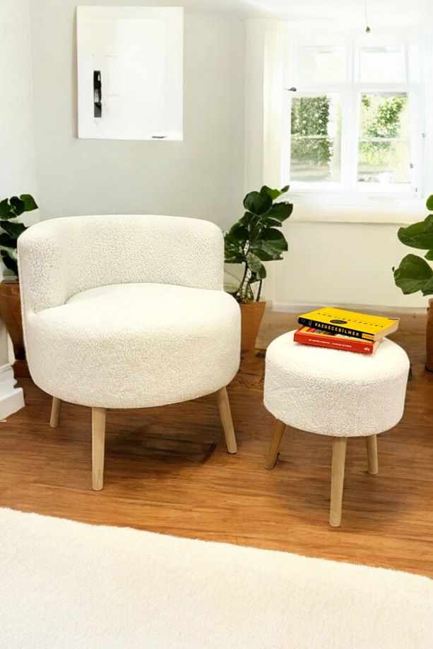 Modern Berjer ve Puf Takımı, Kahve Köşesi – Konforlu 2’li Set - 2