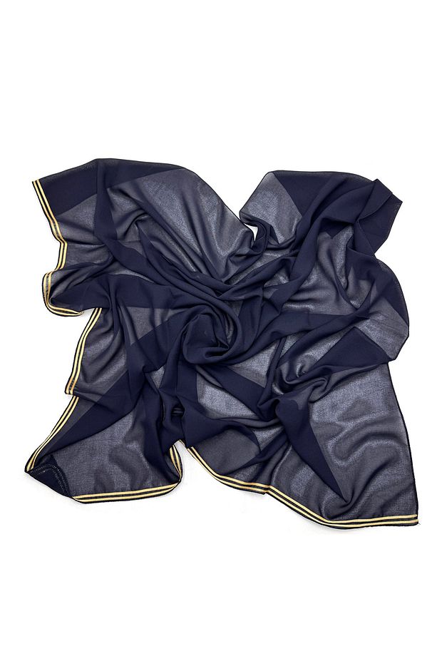 5'li Set Altın Biyeli Krep Şifon Eşarp 100x100cm Yazma Toptan Hediyelik - 4