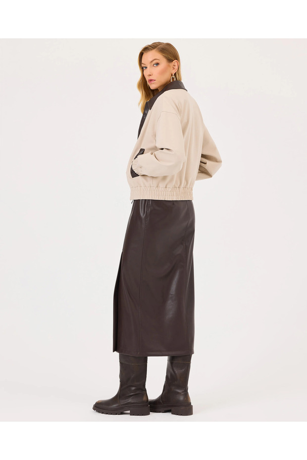 Çift Kumaşlı Fermuarlı Ceket - 7