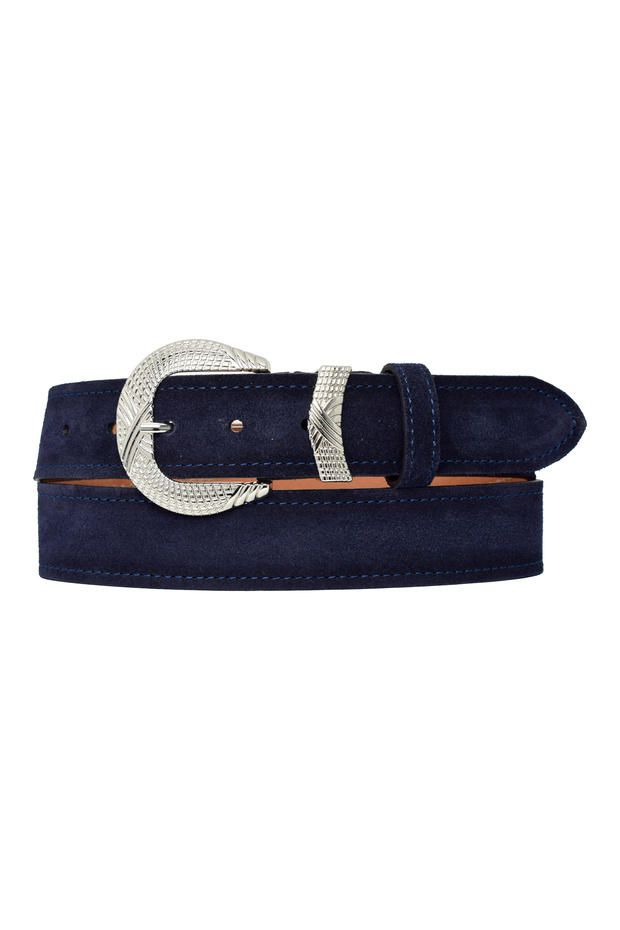 100% Genuine Leather, 4 cm Suede Navy Blue Women's Belt with Silver Buckle; Jeans, Sports Belt=Suede.63.Navy Blue