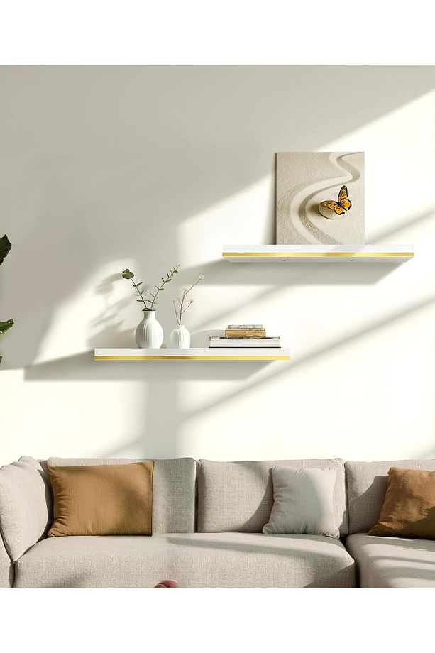Beyaz MDF Uçan Duvar Rafı, Dekoratif Duvar Rafı, Banyo Mutfak Çocuk Odası Rafı, Ahşap Duvar Rafı - 4