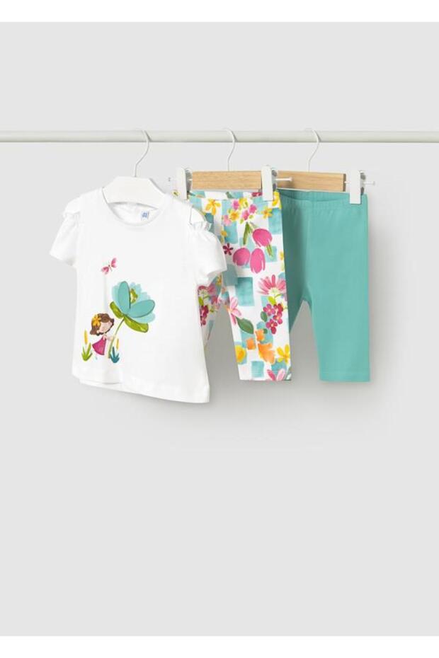 Baby Girl Printed 3-Piece Tights Set 1-3 Years White