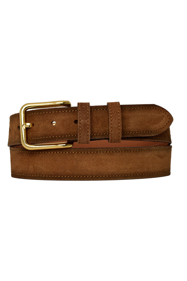 100% Genuine Leather, 4 cm Suede Milk Brown Women's Belt with Nickel Buckle; Jeans, Sports Belt=Sü.70.N.Stka