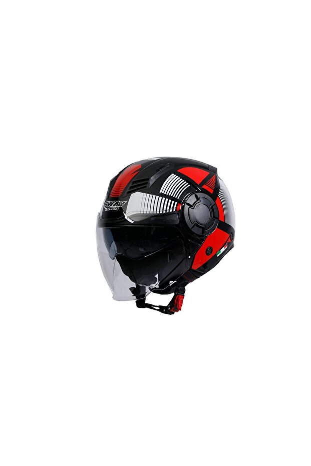 Kask SW766 Yarım Geko Black Red - 2