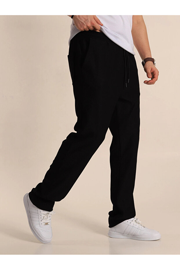 Siyah Fitilli Rahat Pantolon - 3