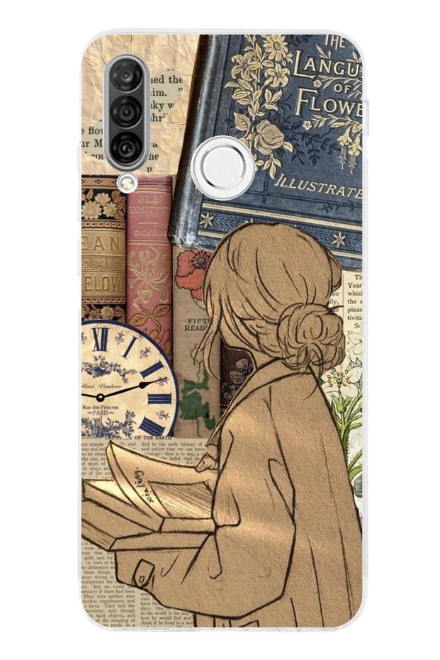 جراب سيليكون شفاف بتصميم نسائي متوافق مع هاتف Huawei P30 Lite