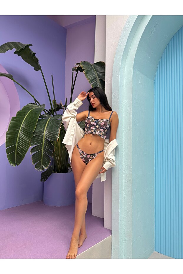 بدلة بوستير شفافة بدون غطاء مزخرفة بالزهور - 7