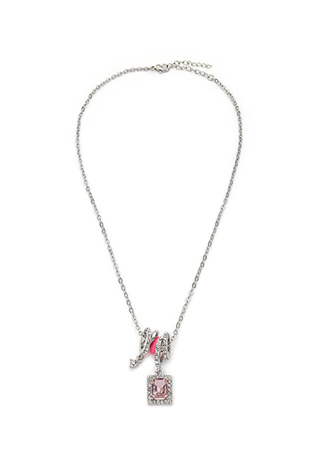 Metal necklace with mixed inserts
