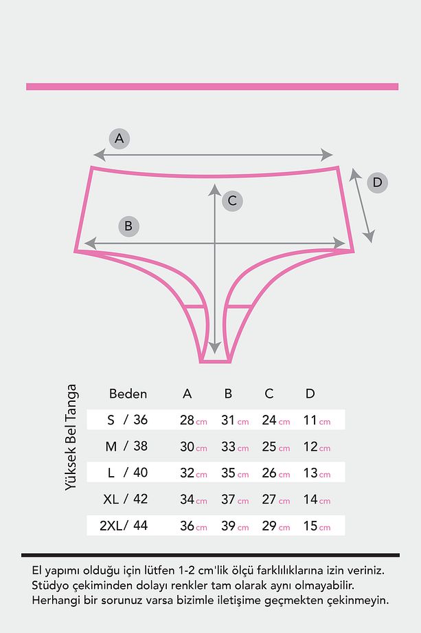 Kadın Yüksek Bel String Tanga Koyu Soft Pamuklu Esnek - 3
