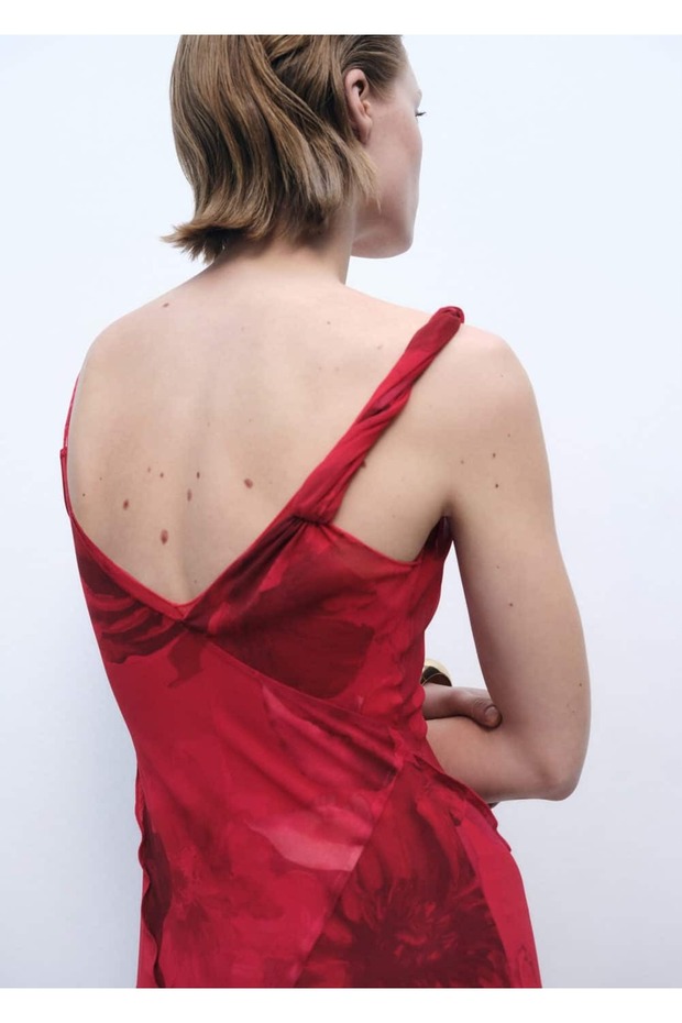 Çiçekli asimetrik elbise - 7