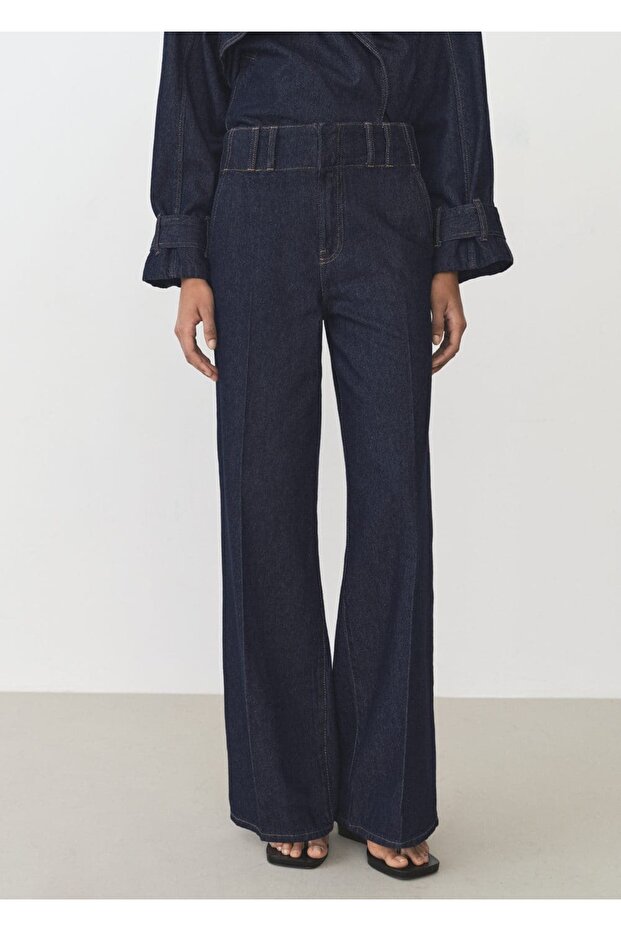 Yüksek bel flared pantolon - 1