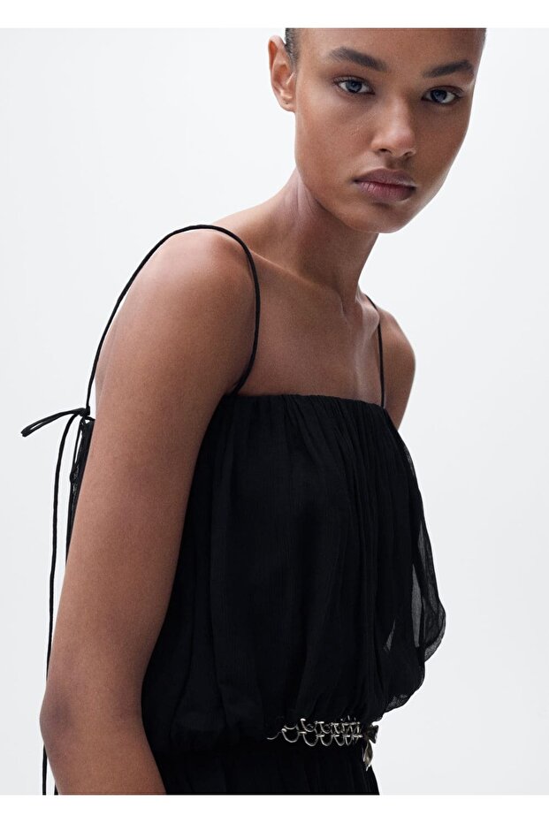 Büzgülü balon elbise - 6