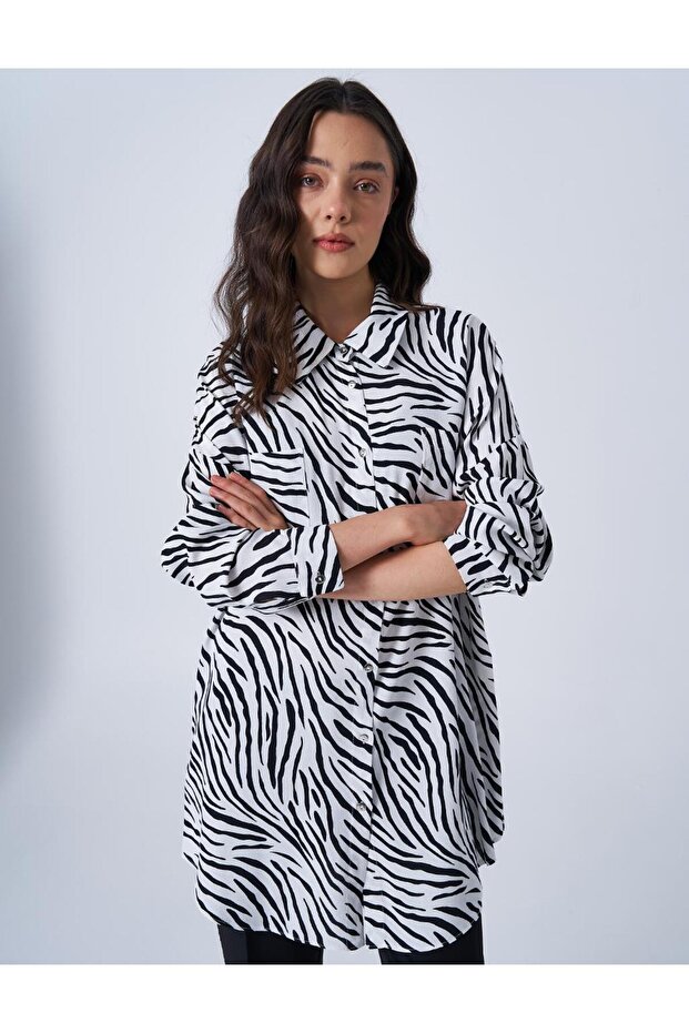 Zebra Patterned Black Tunic - 1