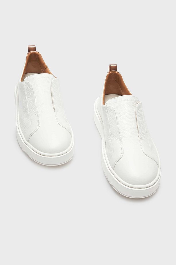 Logolu Hakiki Deri Kalın Tabanlı Slip-On Sneaker Ayakkabı Erkek AYAKKABI MBCD21995BARTLLDI50 - 2