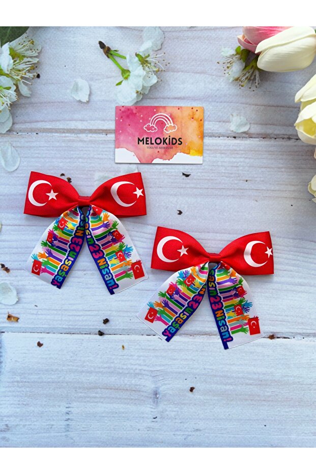 April 23 Themed Ribbon Hair Clip - with Clip