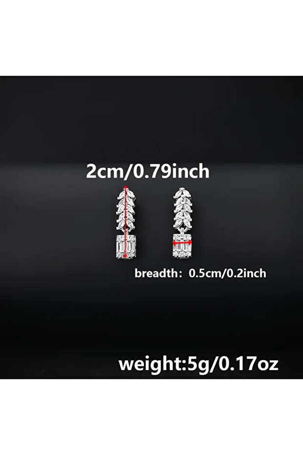Minimal Zirkon Taş Buğday Başağı Zarif Küpe - 2