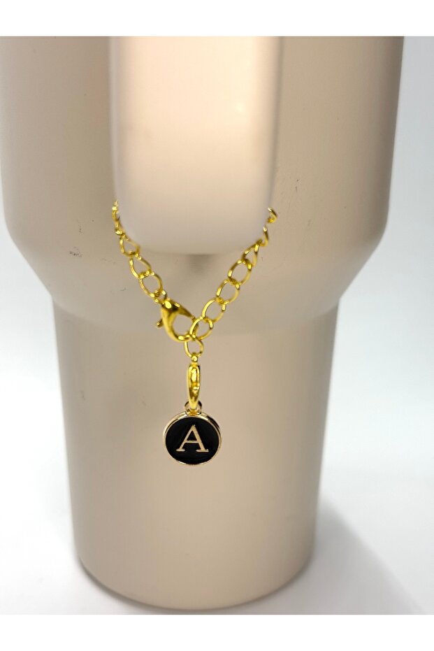 Black Thermos Compatible Accessory with Letter A/Letter a Thermos Charm/Letter Thermos Ornament