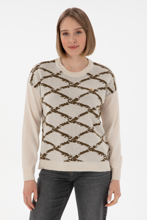 Women's Cream Crew Neck Sweater 50297432-Vr071