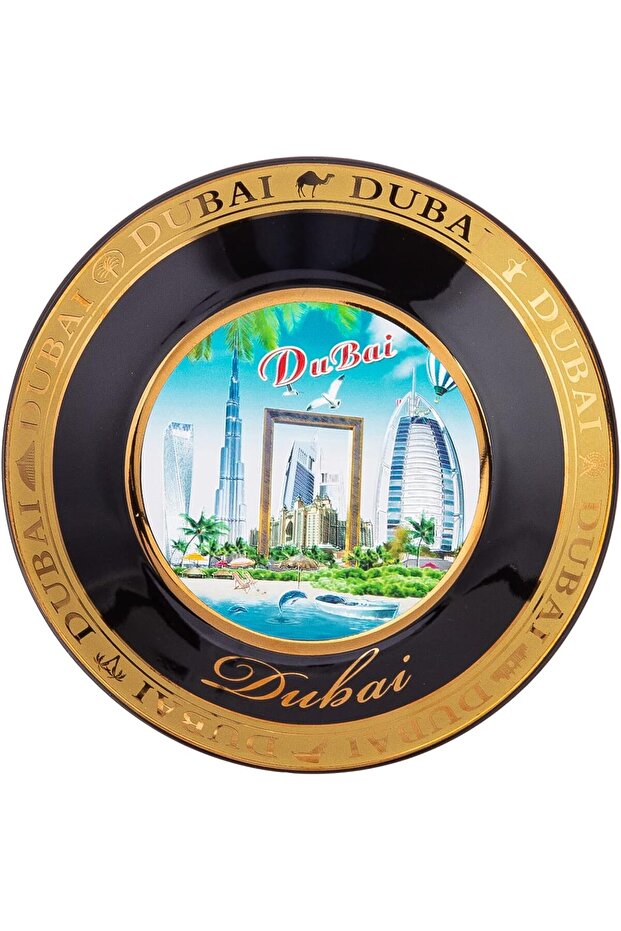 Dubai Souvenir Plate 11Cm X 11Cm X 1Cm Multi-Colour