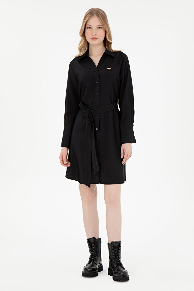 Women's Black Mini Size Woven Dress 50297327-Vr046