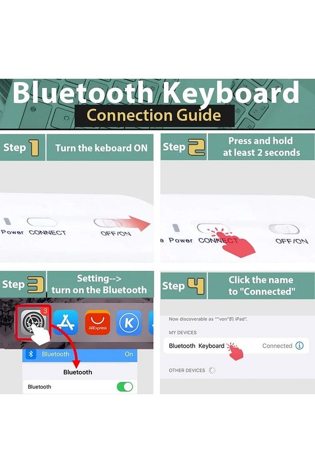 Üniversal Tablet Telefon iPad Cihazlara Uyumlu Kablosuz Taşınabilir Bluetooth Klavye ve Mause Seti - 4