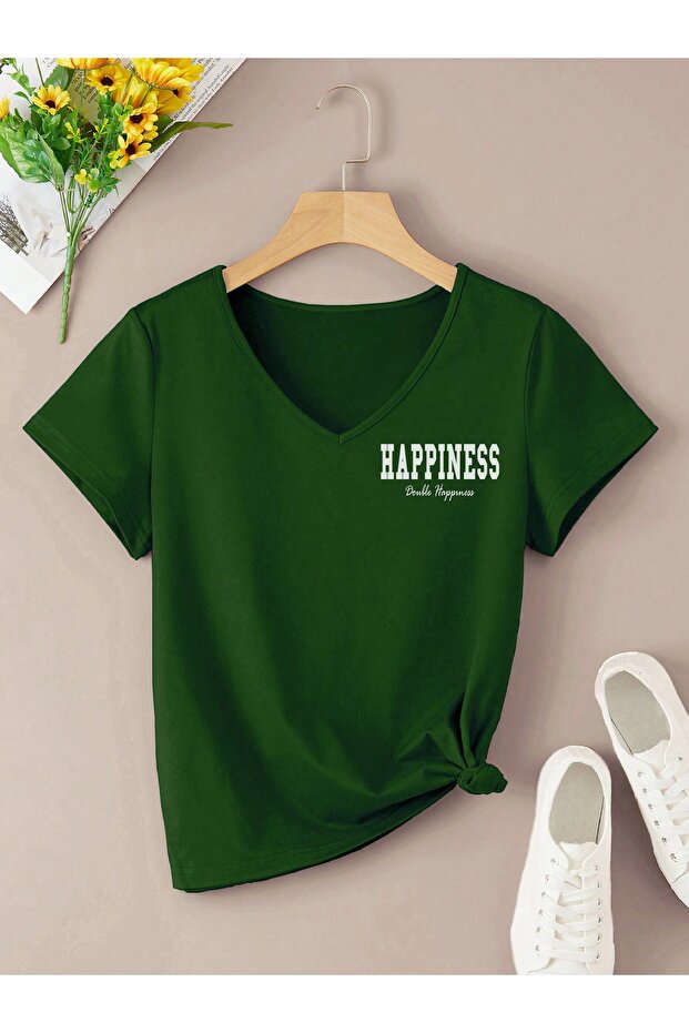 Women's Printed Oversized Salas V-Neck T-Shirt Casual