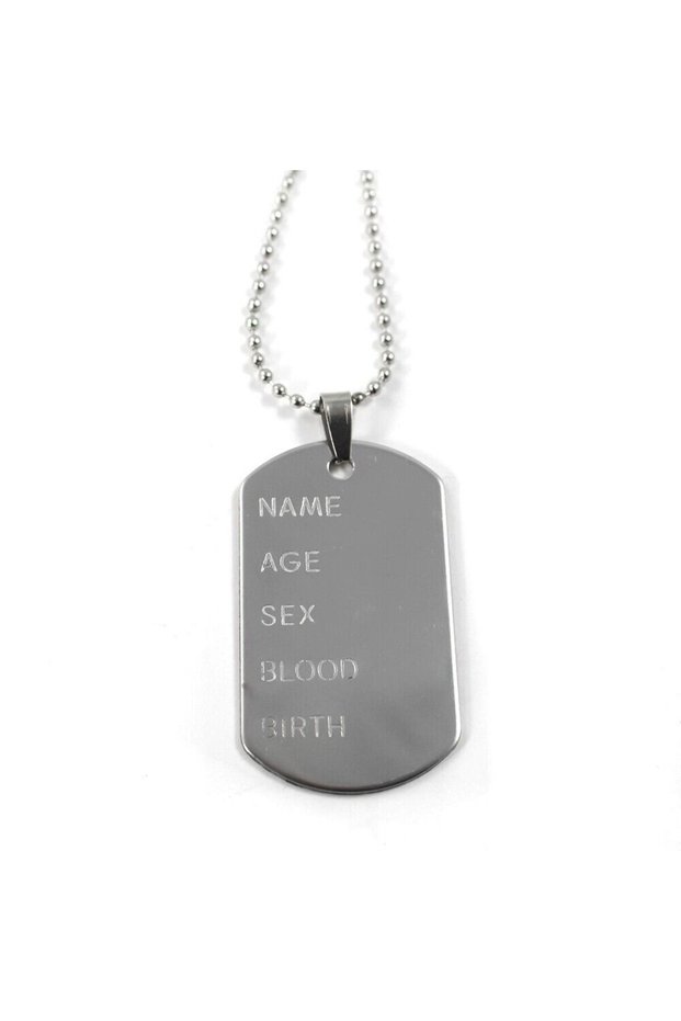 Men's Steel Necklace - Stainless Steel Soldier Tag