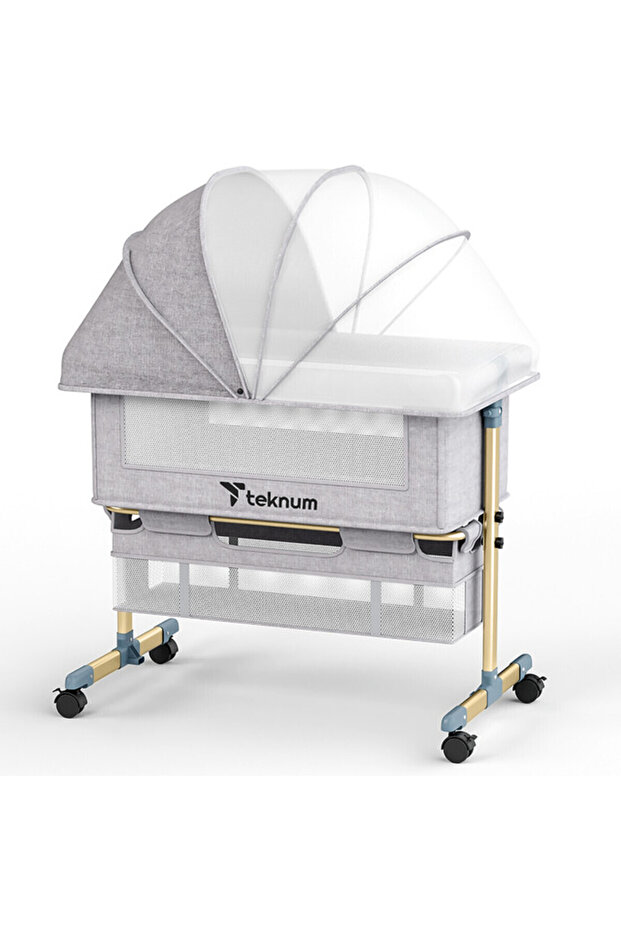 Sunshine Bedside Crib - Light Grey