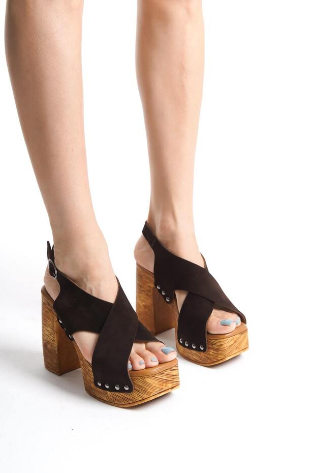 Women's Suede Clogs Sandals Brown - Mcgvn1502 - Kh