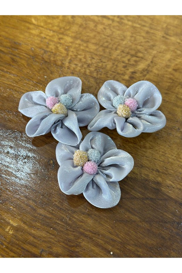 5X5 cm 3 Pieces Shiny Gray Flower Set Arma Sewing Accessory