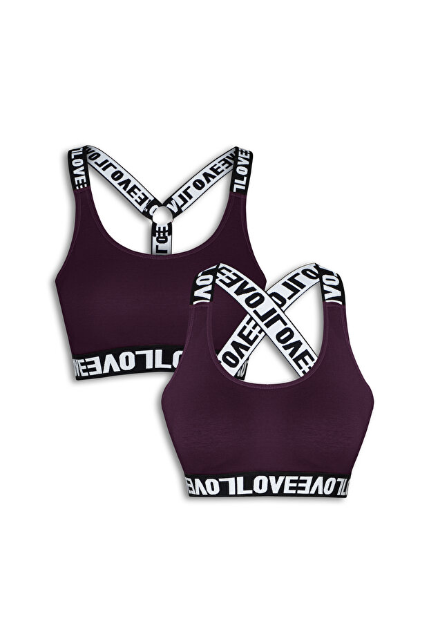 Cotton Love Rubber Removable Covered Women's Sports Bustier 2 Pcs