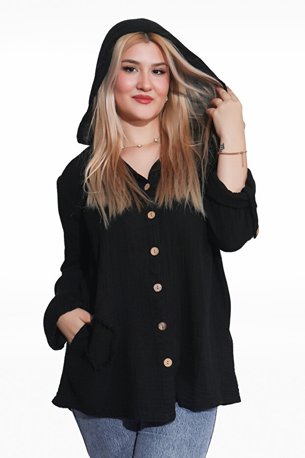 MÜSLİN KAPŞONLU GÖMLEK - 1