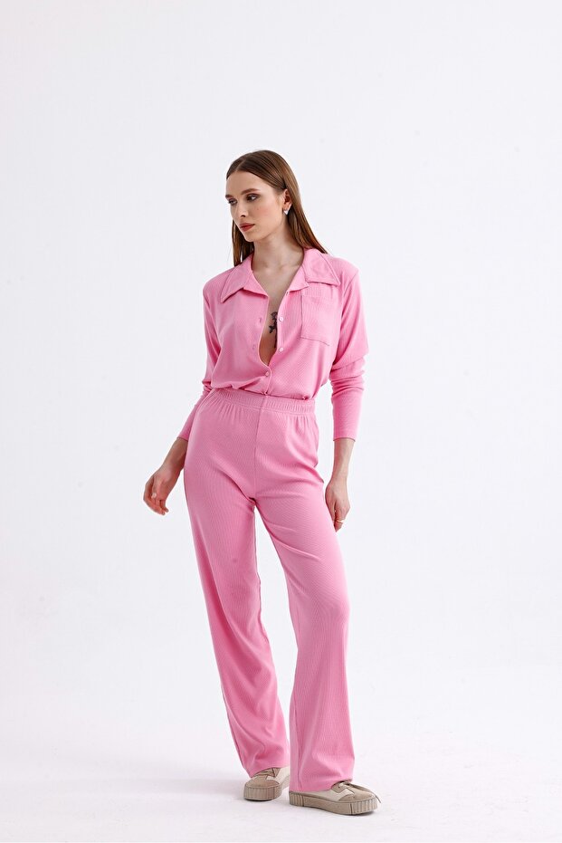 طقم مزدوج بياقة قميص - 7