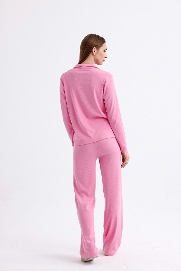 طقم مزدوج بياقة قميص - 3