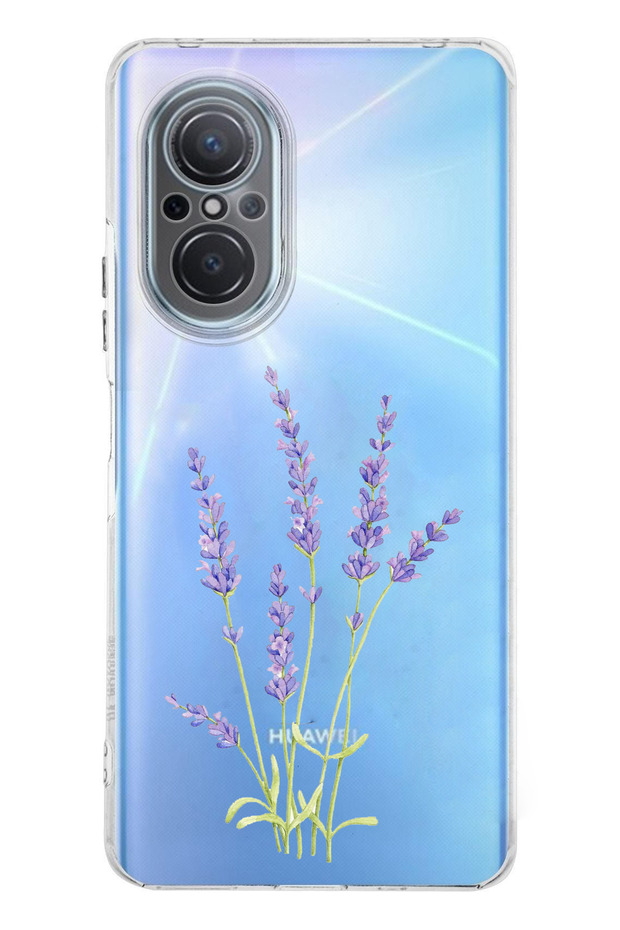 جراب سيليكون شفاف بتصميم زهرة اللافندر متوافق مع هاتف Huawei Nova 9 Se