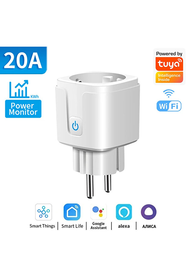 EU Plug 20A Power Monitor Tuya WIFI Smart Socket EU 16A/20A Wifi/Zigbee3.0 Smart Plug With Power Mon - 1