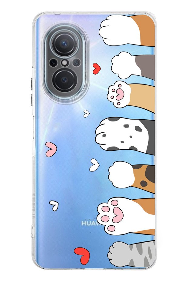 جراب من السيليكون الشفاف بتصميم مخالب القطط اللطيفة المتوافق مع هاتف Huawei Nova 9 Se