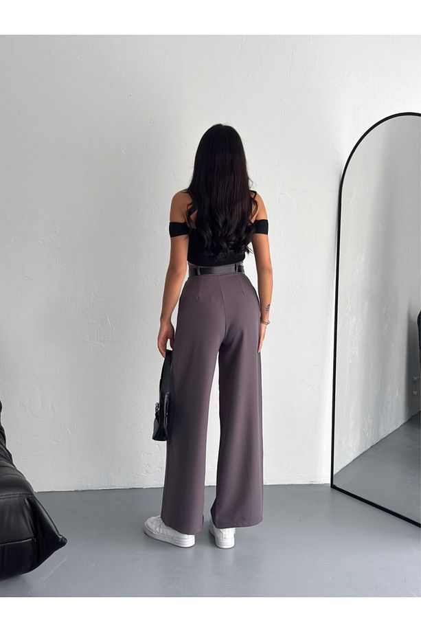 DOUBLE KUMAŞ PANTOLON KEMERLİ VE ÖN PİLELİ / BAGGY PANTOLON DOUBLE - 2